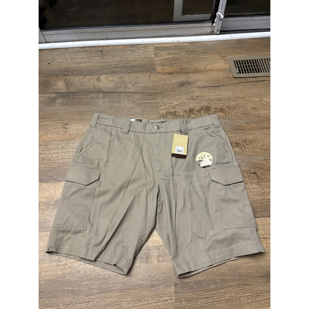 NEW Lincoln Outfitters Men's Flat Front Stretch Twill Khaki Cargo Shorts 42 Tan